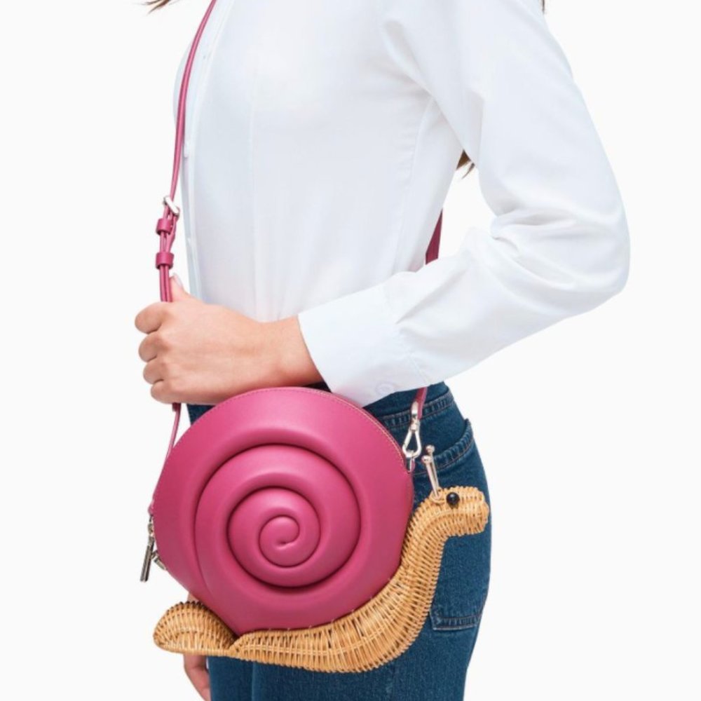 Kate Spade Snail WICKER Crossbody Pink Enchanted - Picture 2 of 2